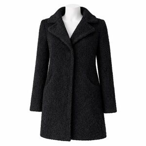 Size XXS Wilfred Womens Black Wool Mohair Coat Peacoat Textured Oversized Jacket